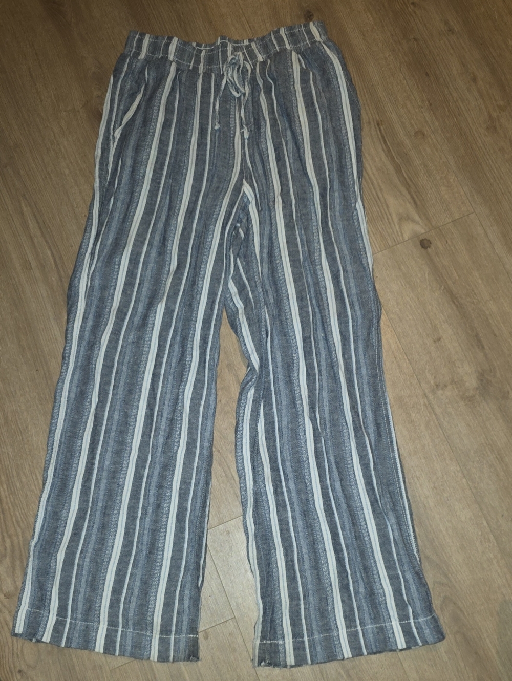 Briggs New York Blue and White Vertical Stripe Drawstring Chinos
